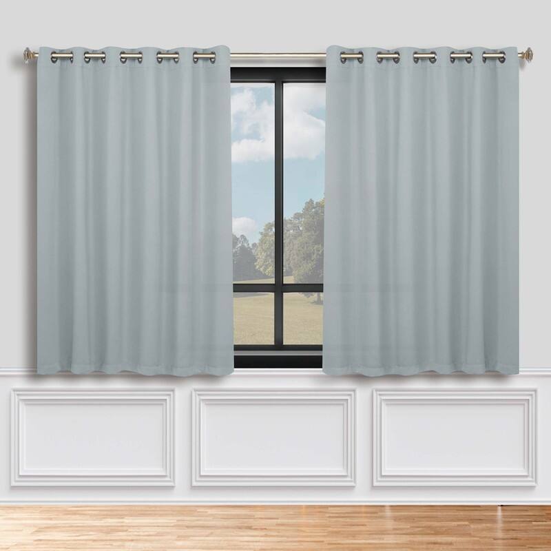 Superior Solid Machine Washable Room Darkening Grommet Blackout Curtains, Set of 2