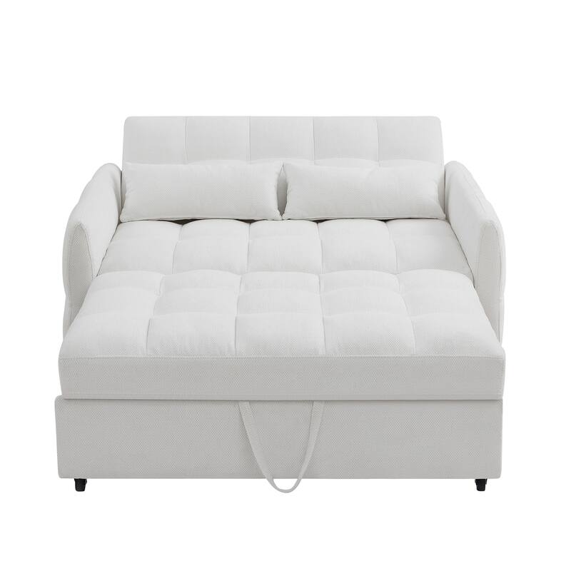Loveseat Sleeper Sofa with Built-in 3 USB Ports, Adjustable Backrest Convertible Sofa Bed with Lumbar Pillows