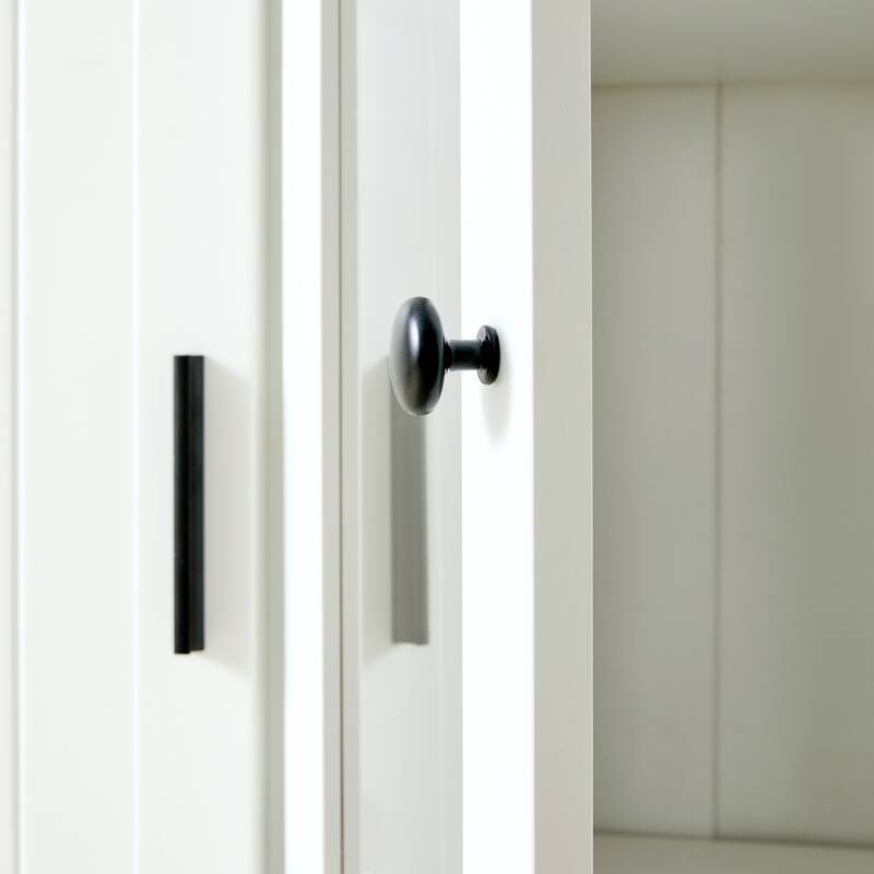 53" Modern Kitchen Pantry Cabinet with 6 Doors, Pull-Out Trays & Wine Rack