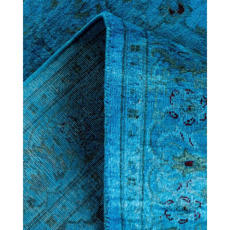Overton Hand Knotted Wool Vintage Inspired Modern Contemporary Overdyed Blue Area Rug - 3' 1" x 5' 1"