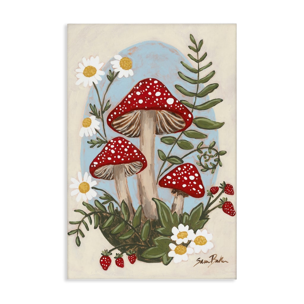 Stupell Cottage Mushrooms & Blooms Canvas Wall Art Design By Sara Baker