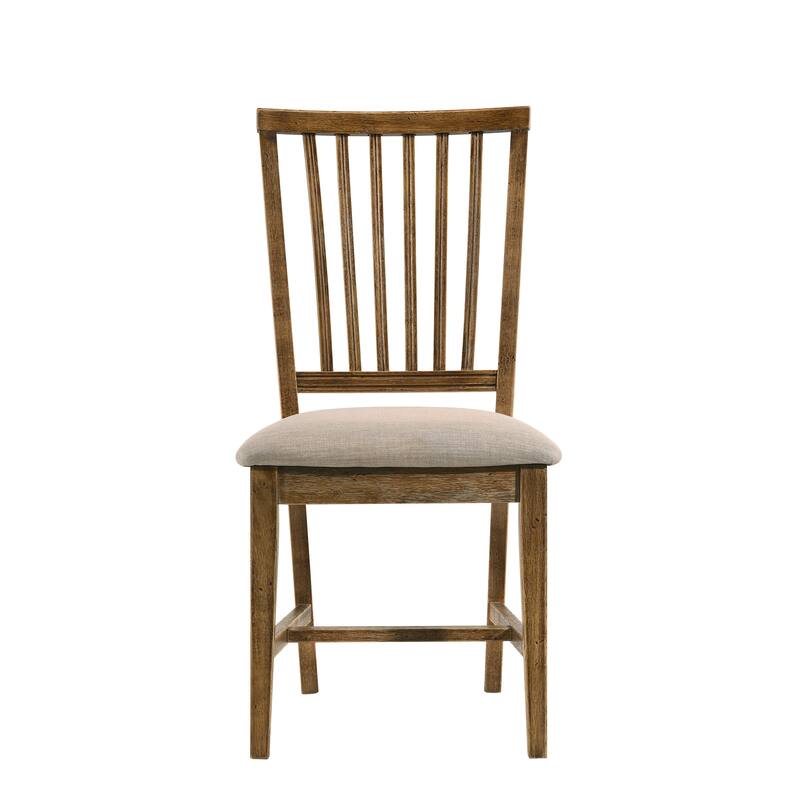 Wallace II Tan Linen & Weathered Oak Finish Side Chair (Set of 2)