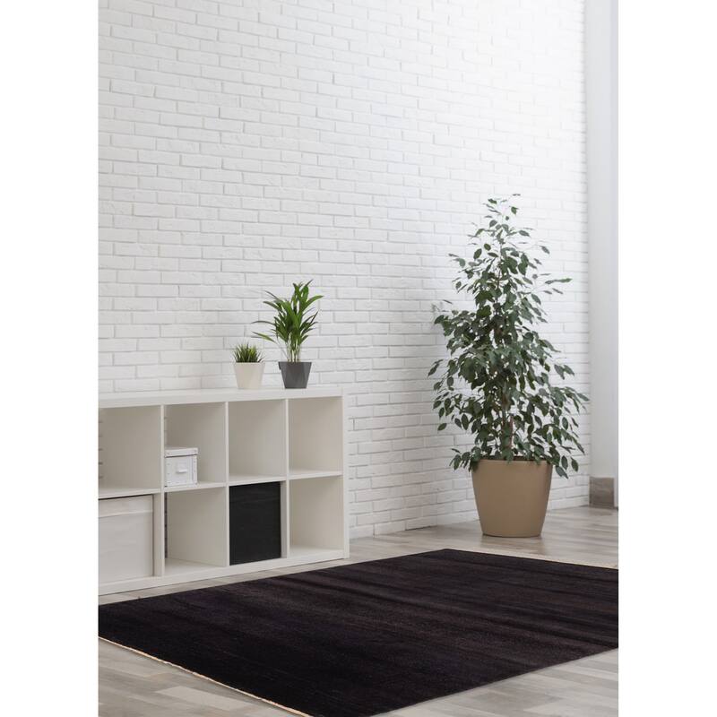 ECARPETGALLERY Hand-knotted Pak Finest Gabbeh Black Wool Rug - 4'0 x 5'9