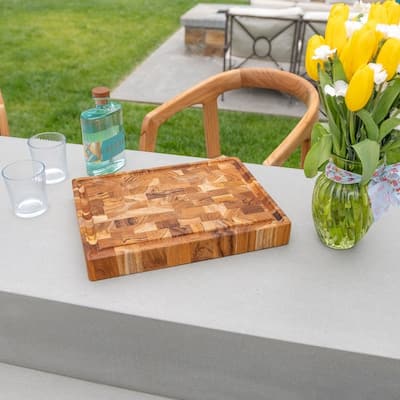 Nordic Adobe Checkered Cutting Board and Butcher Block - 15" - 15" L x 11.81" W x 1.9" H