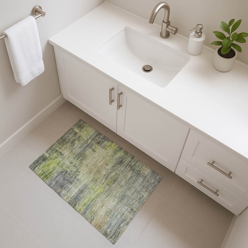 Premium Washable Super Soft Modern Abstract Mayfield Rug - Aloe - 1'8" x 2'6"