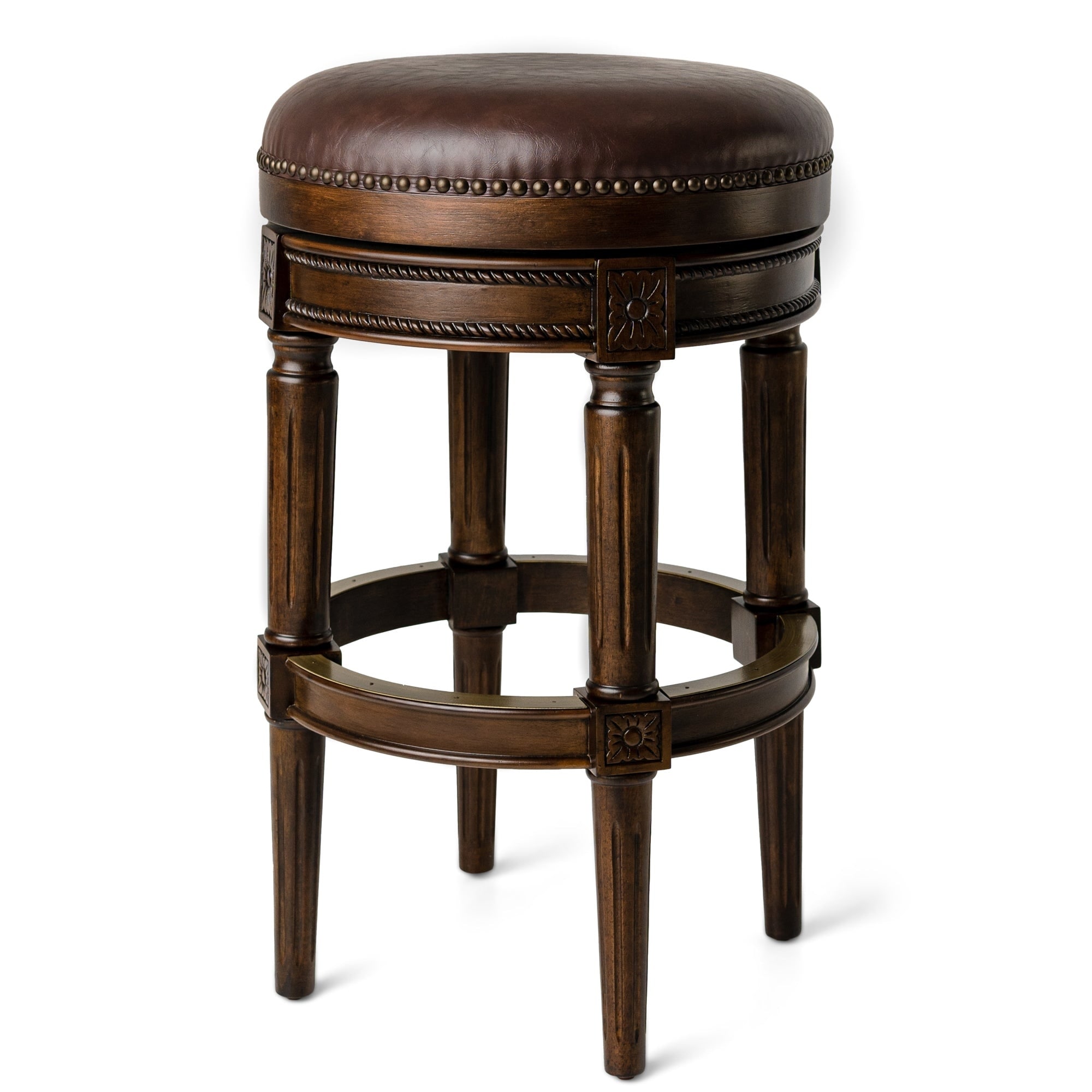 Maven Lane Pullman Backless Solid Wood Swivel Counter Stool