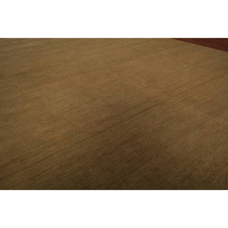 Modern Gabbeh Oriental Area Rug Hand-Knotted Green Wool Carpet - 7'5" x 9'9"