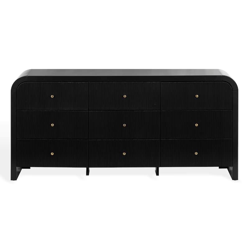 SAFAVIEH Couture Liabella 9-Drawer Curved Dresser - Black/Gold