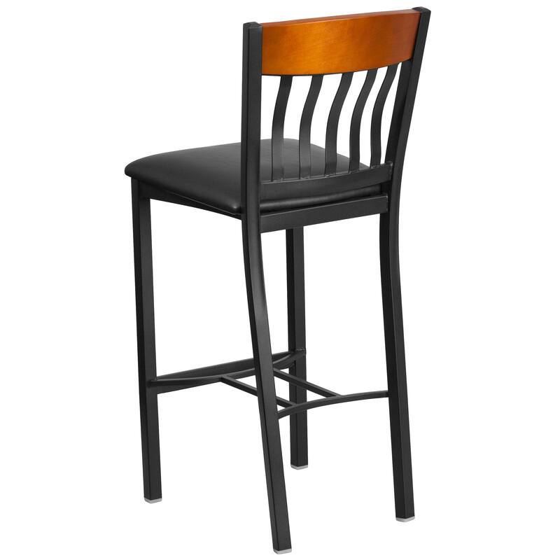 2 Pk. Eclipse Series Vertical Back Metal and Wood Restaurant Barstool - 17"W x 23"D x 42.75"H - 17"W x 23"D x 42.75"H