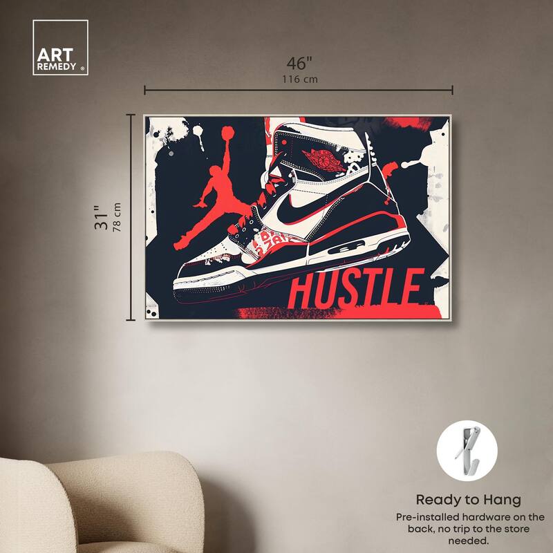Navy Red Hustle Sneaker Canvas by Art Remedy
