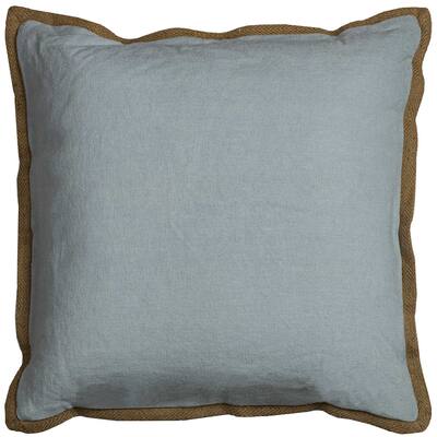 Solid Blue Cotton Throw Pillow