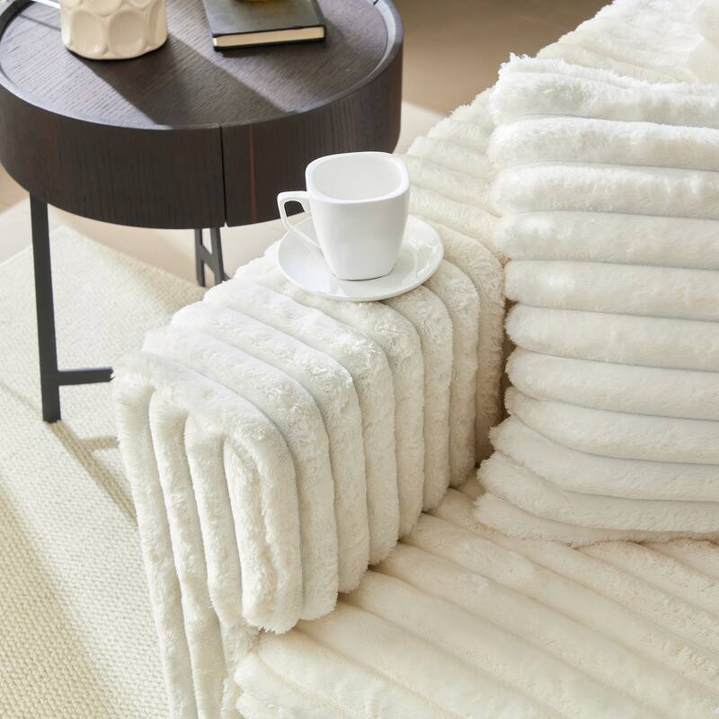 GDFStudio - Plush Corduroy 4-Seater 104.3" Deep Seat Convertible Sofa