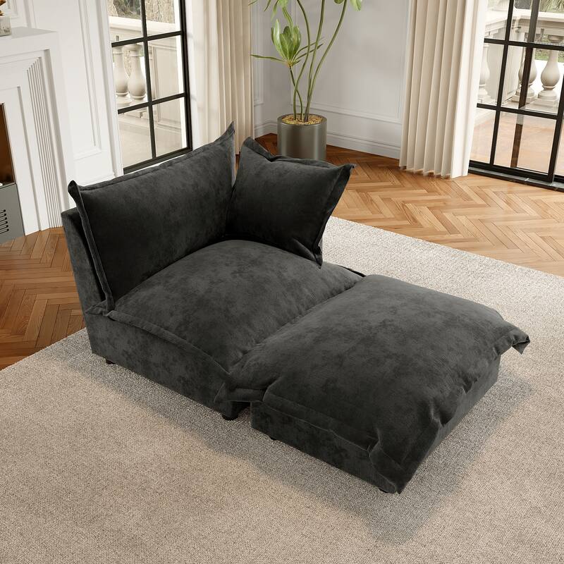 Modern Cloud Chaise Longue Accent Chair with Ottoman set