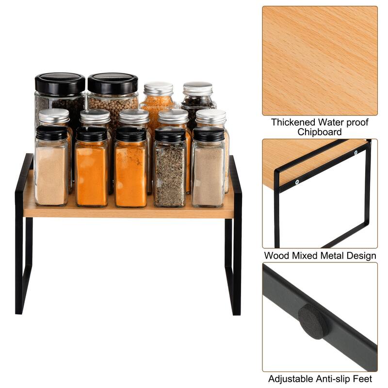 Kitchen Countertop Organizer, 12.9 Inch Stackable Spice Racks for Pantry, Black