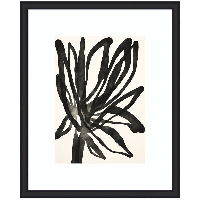 Kate and Laurel Framed Art Dark Floral by Alicia Bock - 35x43 - Black