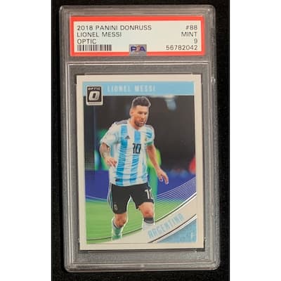 Lionel Messi 2018 Panini Donruss Optic Soccer Card #88 Graded PSA 9 - 8'6" x 11'6"