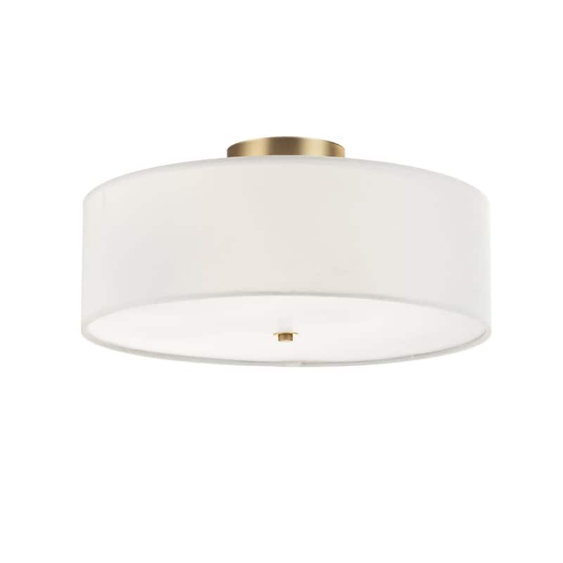Globe Electric Kyle 2 Light 16" Wide Semi-Flush Drum Ceiling Fixture - White Linen