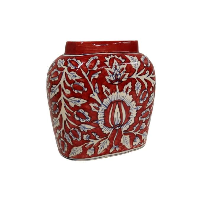 Home&Manor Ceramic Large Red Vase