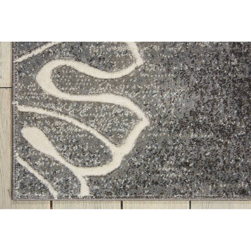 Juxeq Power Loomed Abstract Floral Traditional Modern Non Skid Stain Resistant Area Rug By HomeRoots - 90' X '26' X '0.5