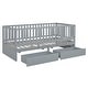 preview thumbnail 110 of 118, Wood Cribs Convertible Toddler Bed with Fence Guardrails and 2 Drawers Split into Independent Floor Bed and Daybed Slat Support
