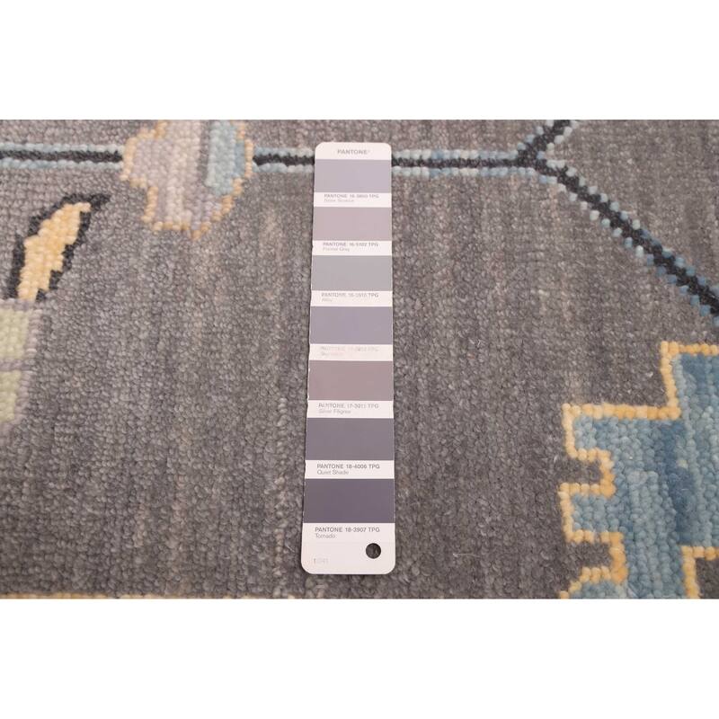ECARPETGALLERY Hand-knotted Modern Oushak Dark Grey Wool Rug - 9'0 x 12'0