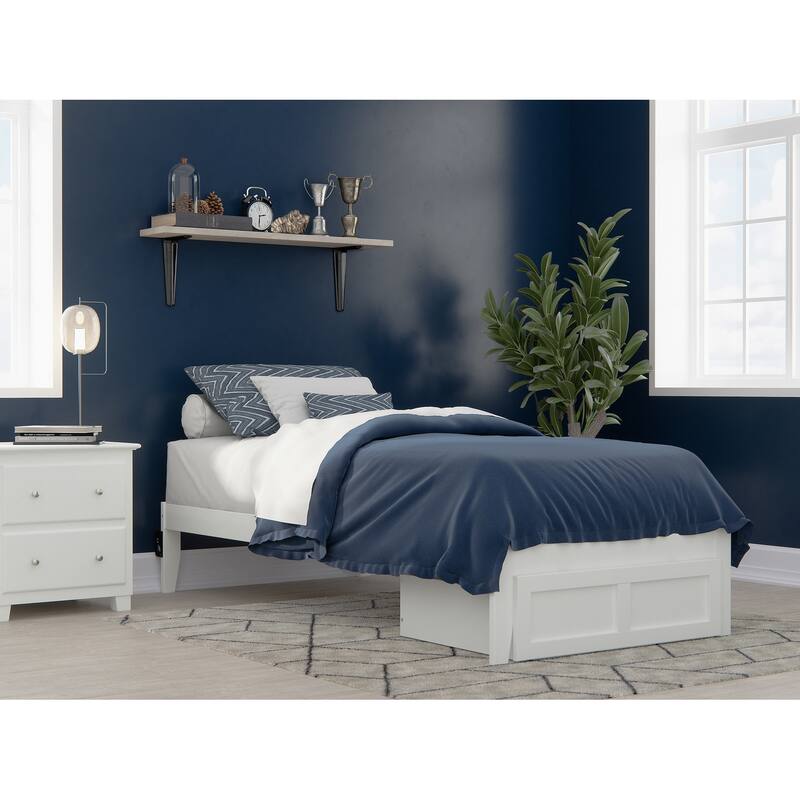 AFI Colorado Platform Bed with Foot Drawer and Charging Station - White - Twin XL