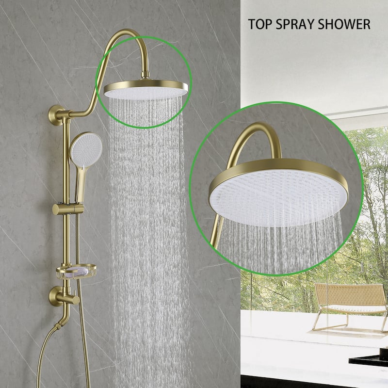 4-Way High Pressure Round Rain Shower Head With Adjustable Handheld Shower Head inBlack/Gold