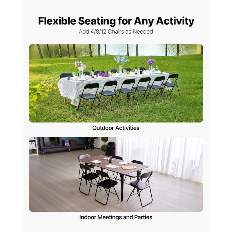 Portable Folding Leather Chair with Padded Cushion for Events