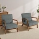 preview thumbnail 67 of 144, 25" W Mid Century Upholstered Wood Accent Chair with Pillow set of 2 Dark Wood - Grey