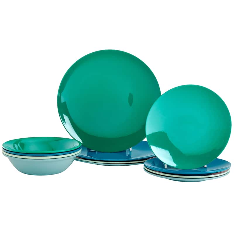 Tabletops Gallery Peacock 12 Piece Melamine Dinnerware Set