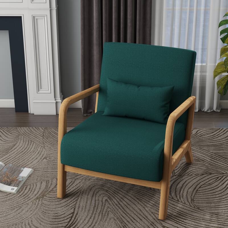 Mid Century Modern Upholstered Accent Chair with Pillow