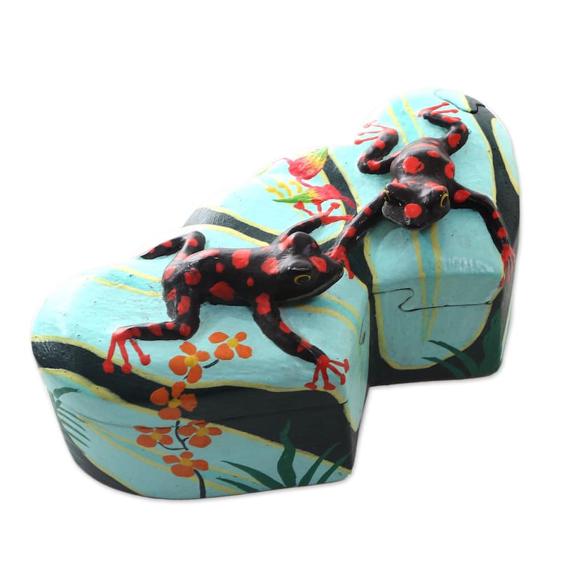 Novica Handmade Twin Frogs Wood Jewelry Box