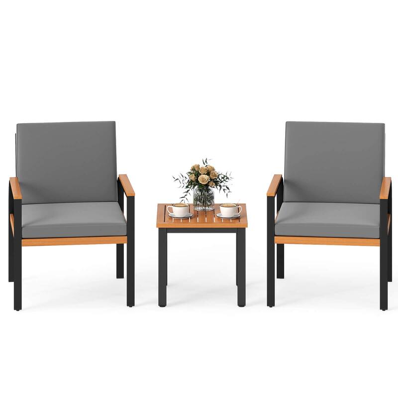 Costway 3 PCS Patio Furniture Set with Coffee Table Removable Cushions - See Details