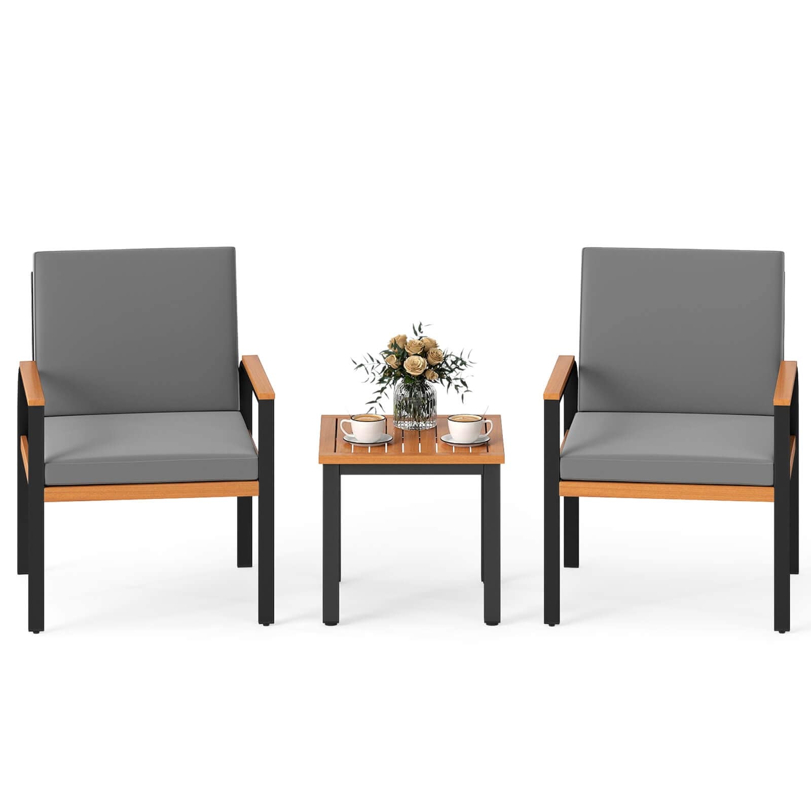 Costway 3 PCS Patio Furniture Set with Coffee Table Removable Cushions - See Details