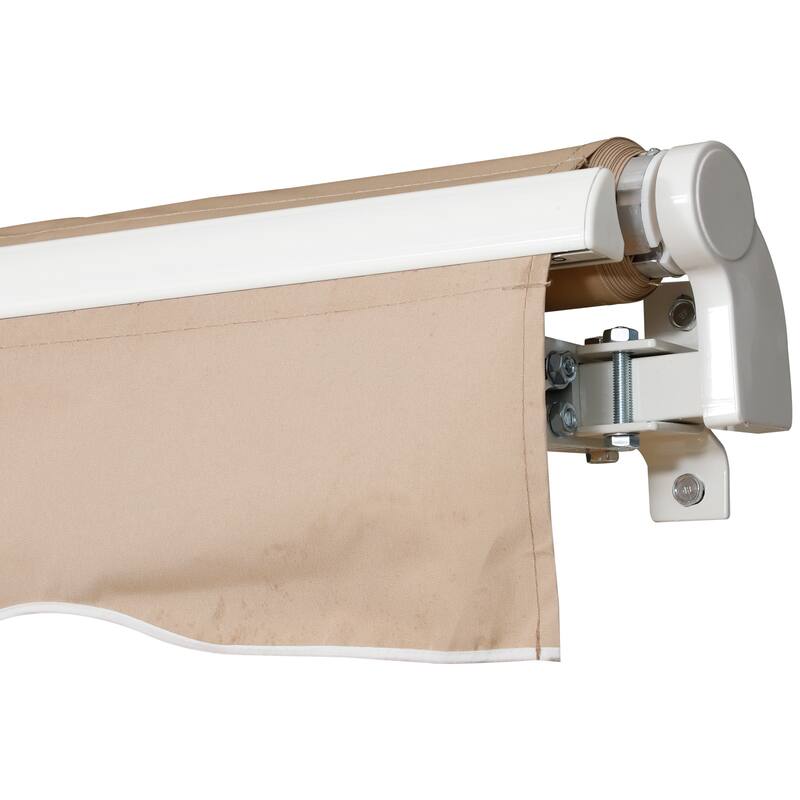 Outsunny 12' x 10' Retractable Awning Patio Awnings Sun Shade Shelter with Manual Crank Handle, 280g/m² UV