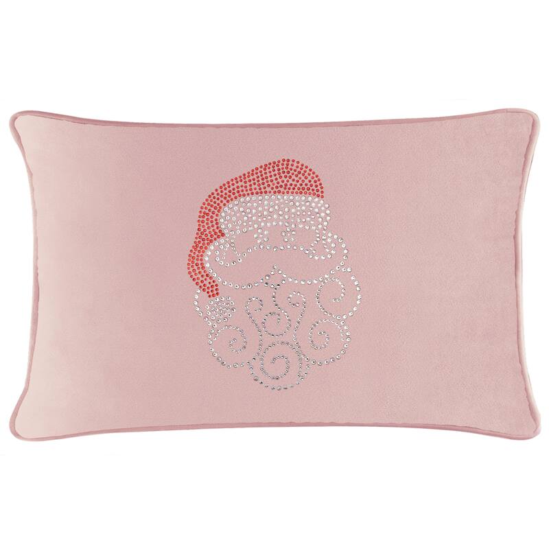 Sparkles Home Santa Rhinestone Pillow - Blush Velvet - 14 x 14