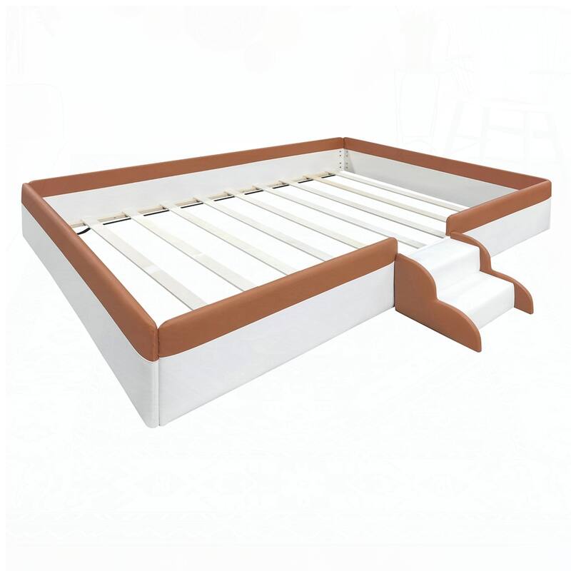 Upholstered Daybed Frame with Fence and Stairs