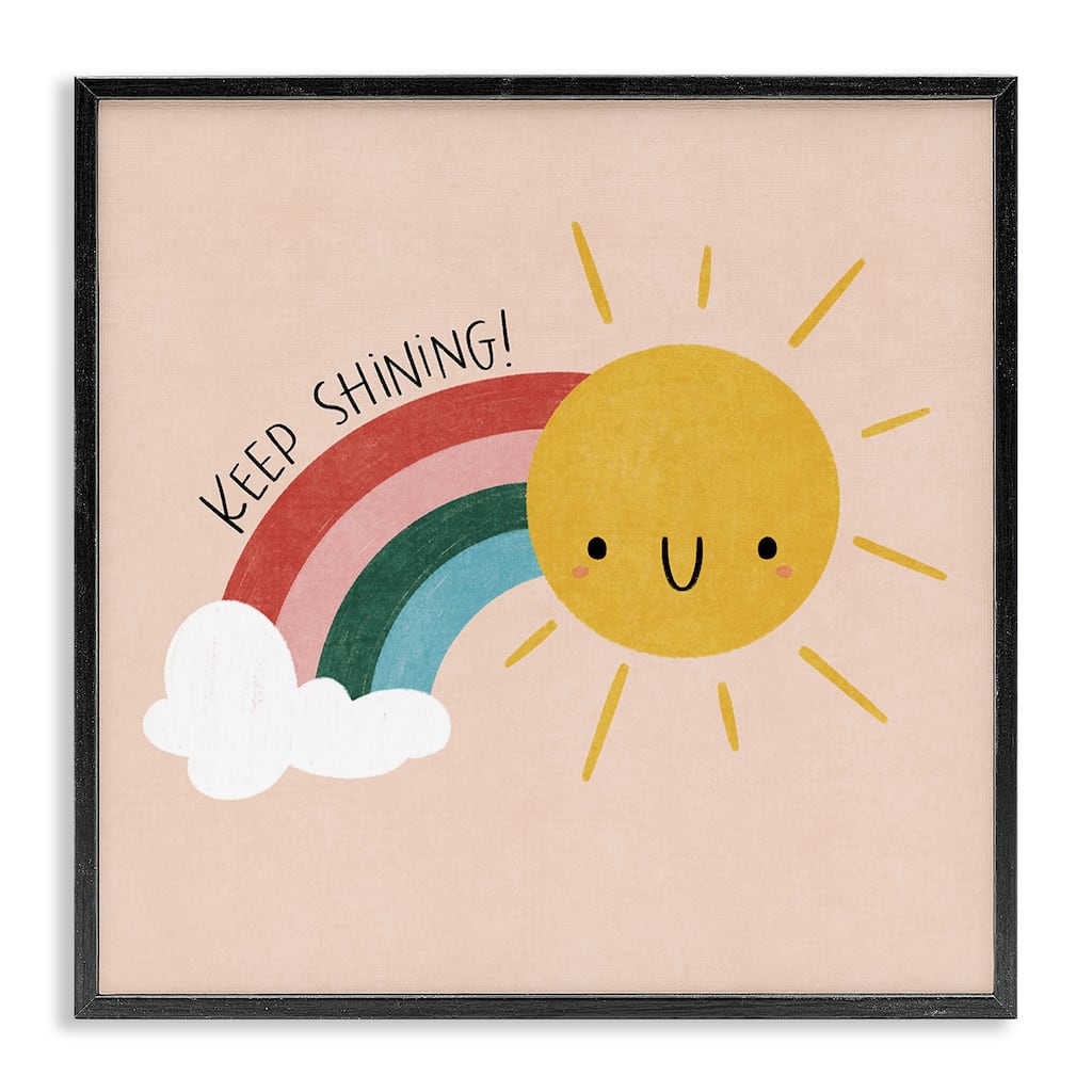 Stupell Keep Shining Inspirational Rainbow Framed Giclee Art Design By Sarah Hickman