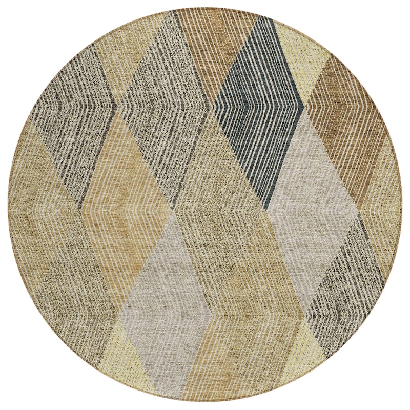 Machine Washable Indoor/ Outdoor Diamond Stripes Chantille Rug