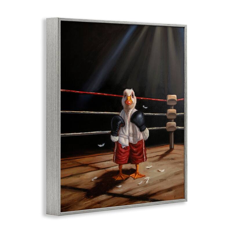 Stupell Duck in Boxing Ring Framed Giclee Art Design By Lucia Heffernan