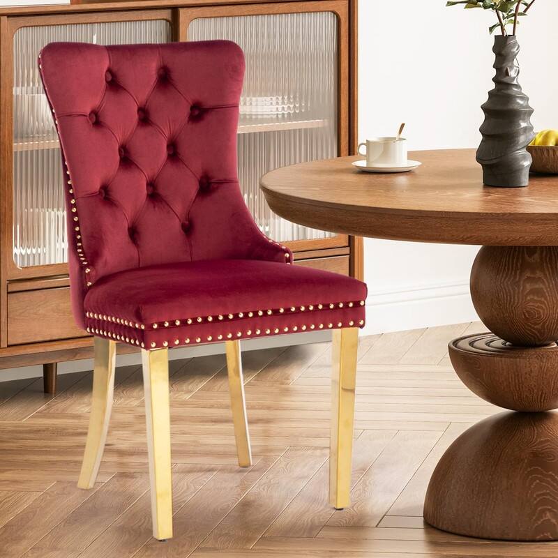 Tufted Naliheads Solid Wood Upholstered Dining Chairs (Set of 2)