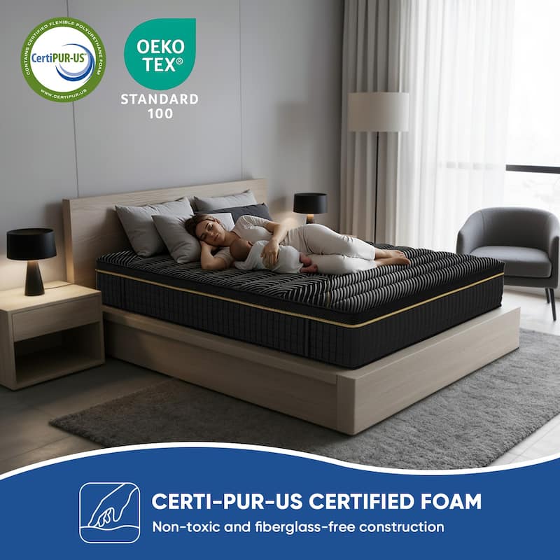 Pocassy 12" Mattress Hybrid Mattress Gel Memory Foam & Zone Pocket Coil Support