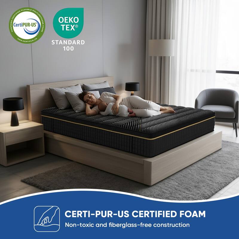 Pocassy 12Inch Mattress Hybrid Mattress Gel Memory Foam & Zone Pocket Coil Support