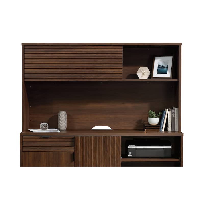 Wood Hutch with Hidden Storage, Brown - 65.12" W x 14.25" D x 36.26" H