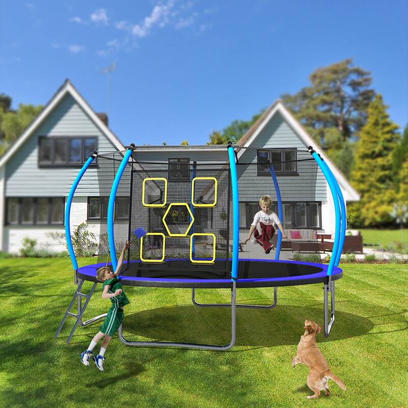 Toddler Trampoline with Handle - Suitable for Toddlers, Baby Gift, Indoor Outdoor Use - Black+Blue - 144