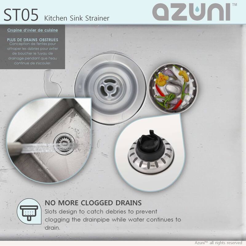AZUNI 3.5 Inch Stainless Steel Kitchen Sink Strainer with Removable Waste Basket - Fits Standard 3.5" drain Opening.