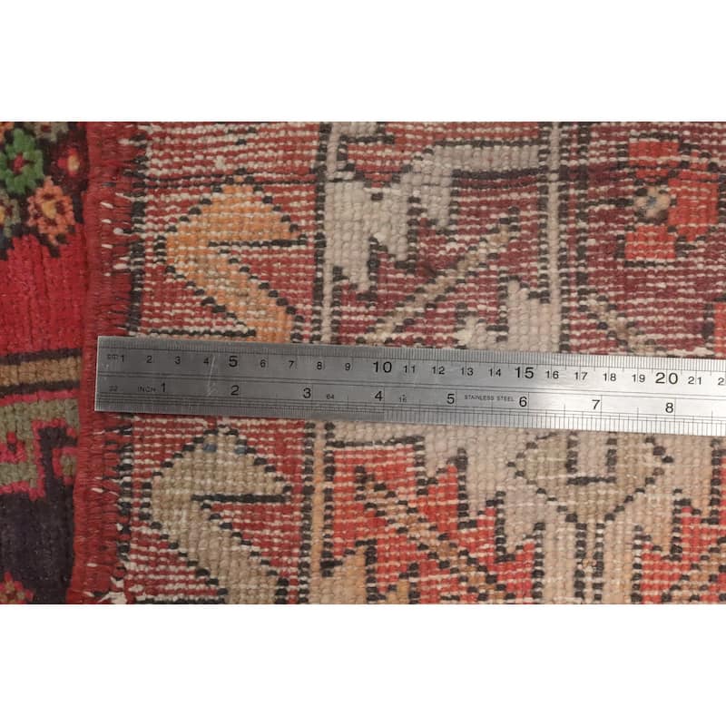 Hand Knotted Oriental 100% Wool Carpet Traditional Geometric Oranges & Rust Ardebil Runner Rug - 10' 3'' X 3' 8''
