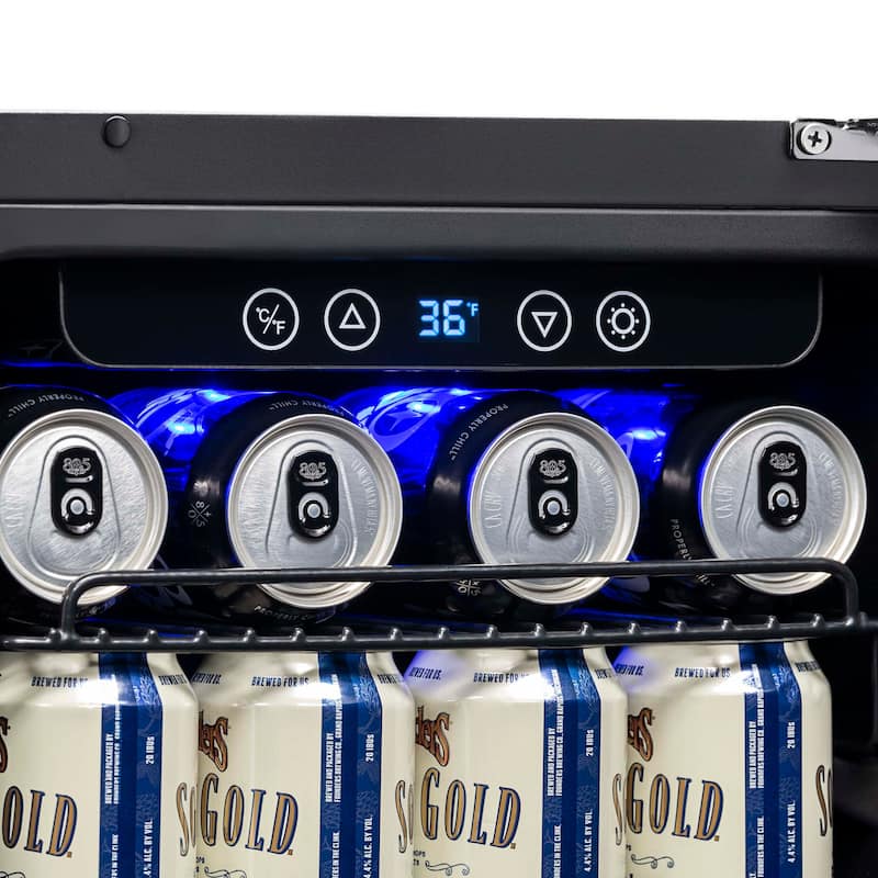 Newair 15 in. 96 Can Built-In Beverage Cooler Fridge with Precision Temp. Control in Black Stainless Steel - 96 Can