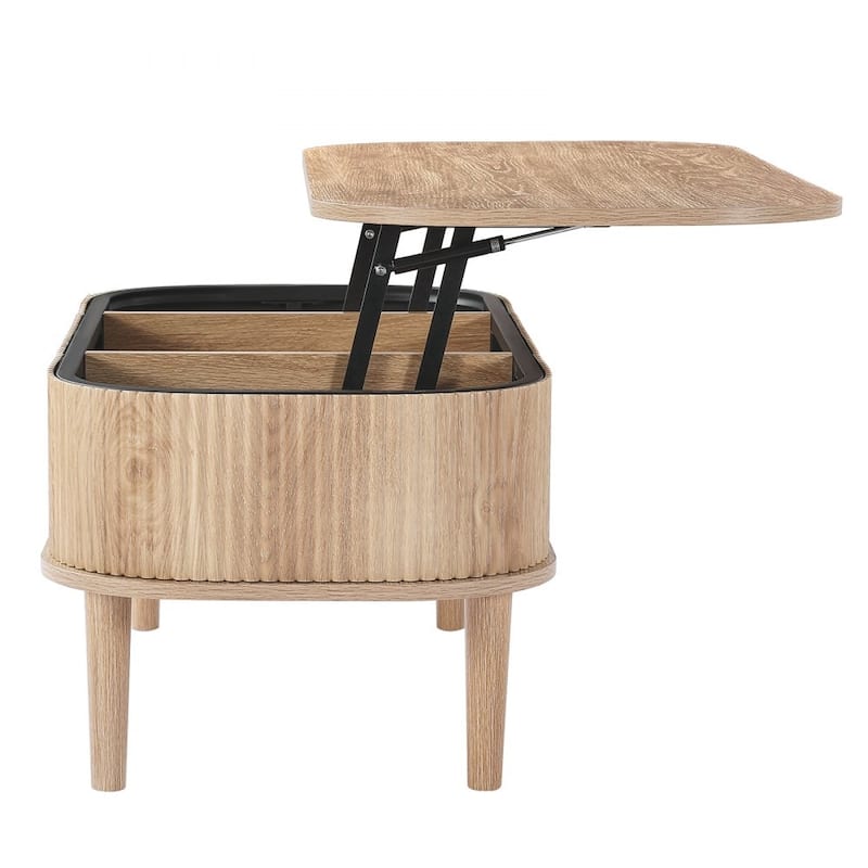 Mid-Century Lift-Top Coffee Table with Storage Compartments - 39.4 x 19 x 16 in