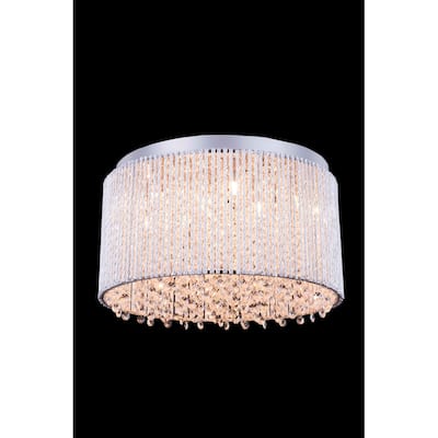 Influx 10-Light 16 in. Chrome Flush Mount with Royal Cut Crystals - chrome (royal cut crystals) - chrome (royal cut crystals)